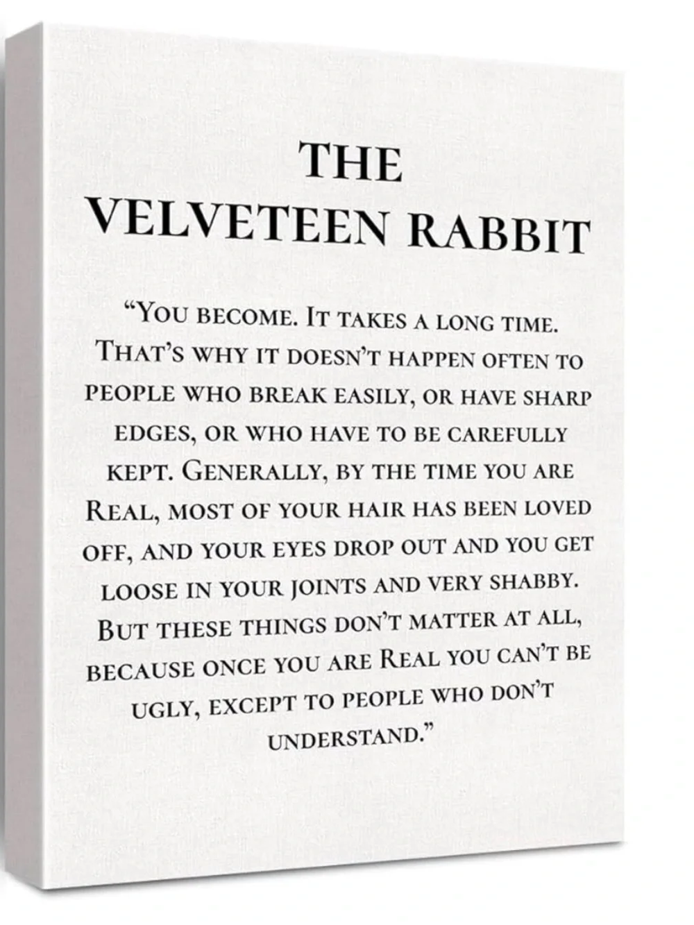 The Velveteen Rabbit Quote Canvas Wall Hanging NWT